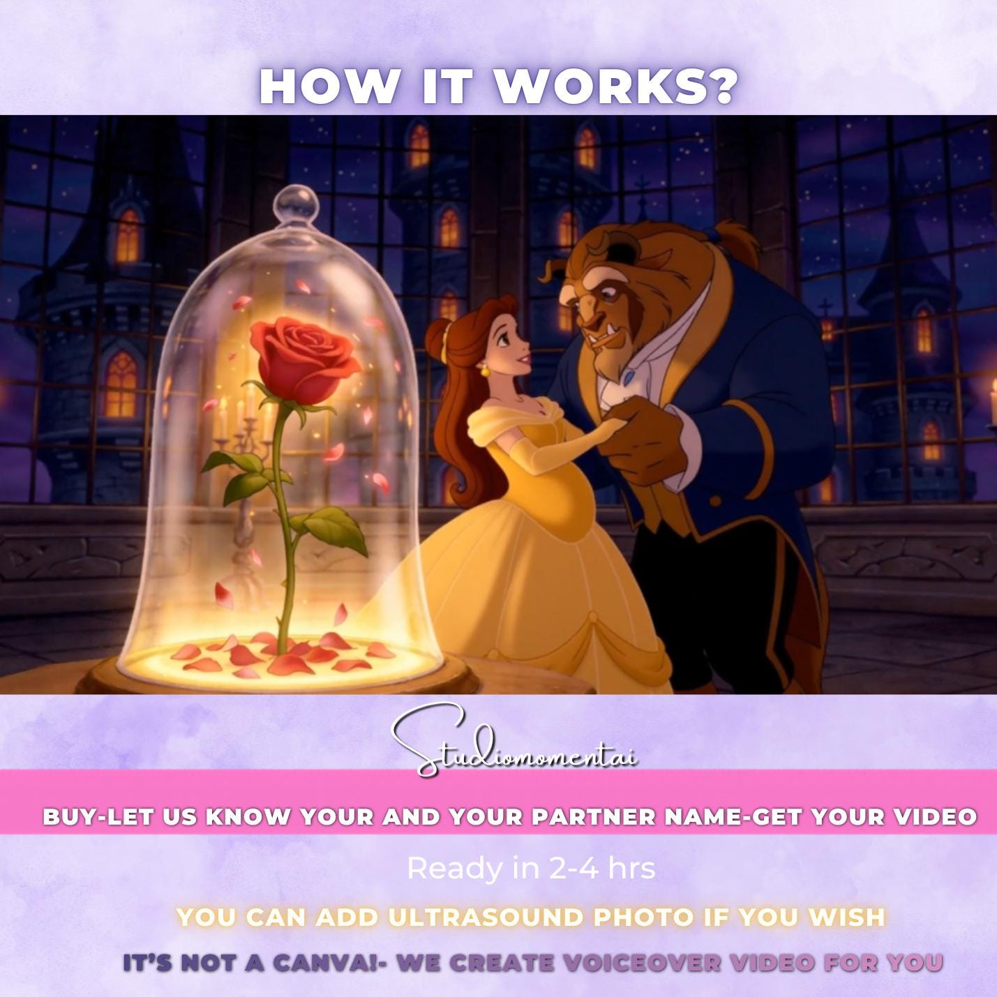 Personalized Beauty and the Beast Pregnancy Announcement Video