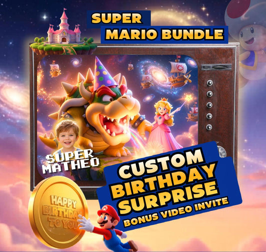 Mario and Luigi custom message and invitation bundle