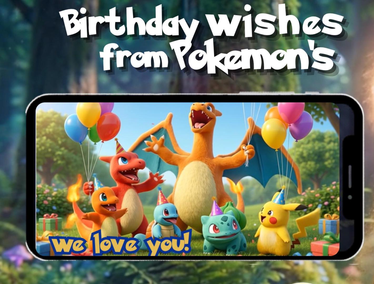 Pokemon Birthday Video gift Invitation and greetings custom bundle