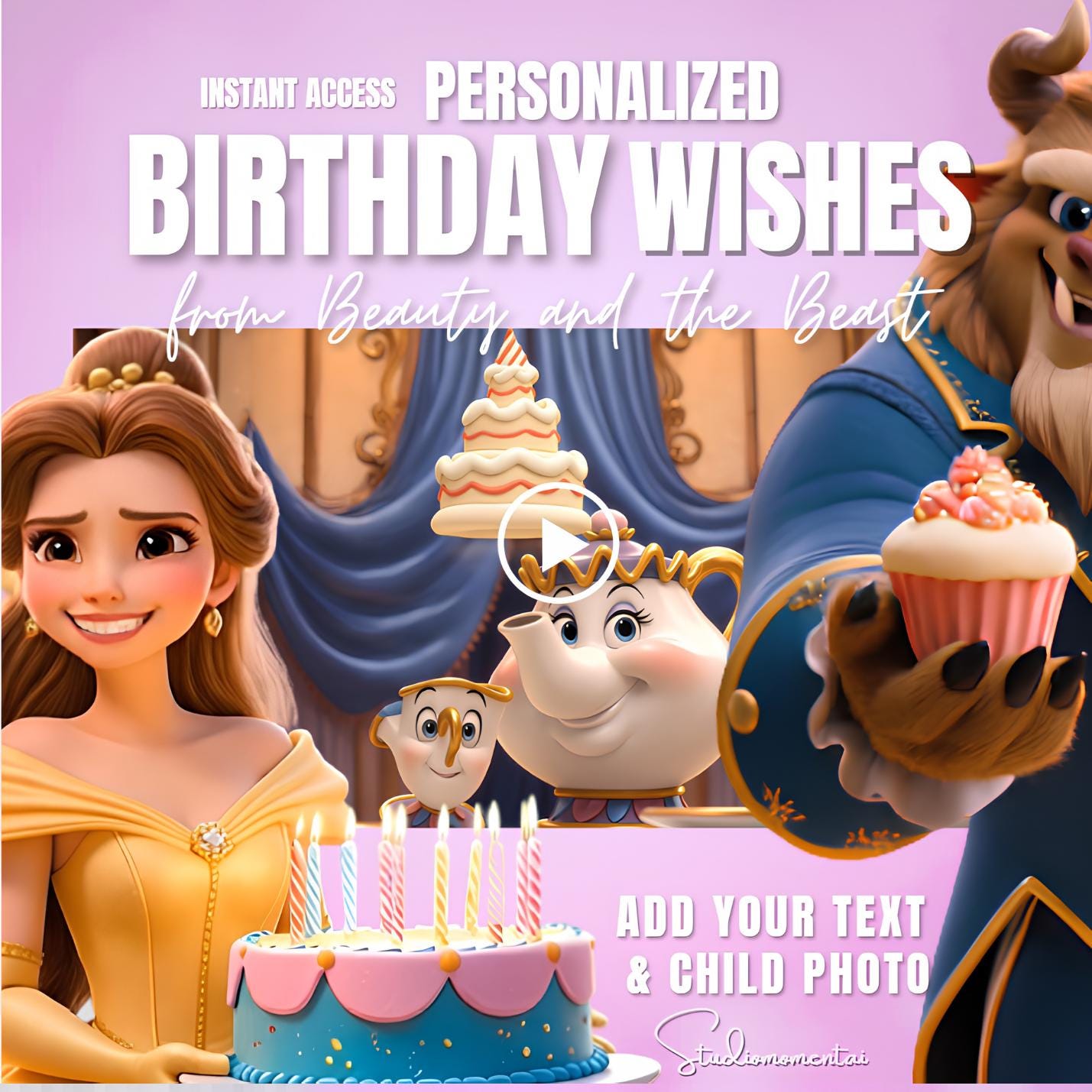 Beauty and the Beast Birthday Wishes Video | Personalized Fairytale Message for Kids