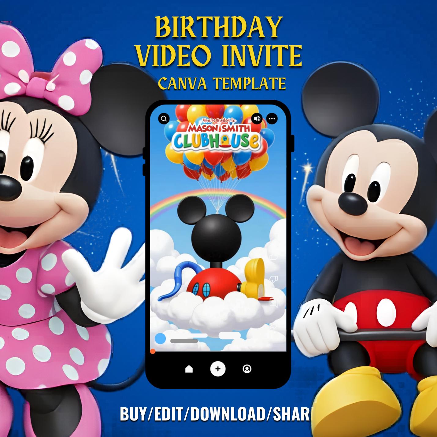 Mickey Clubhouse Birthday Video Invitation
