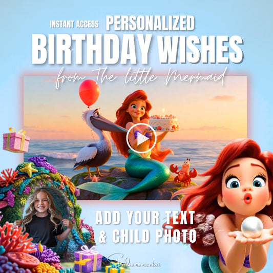 Personalized Little Mermaid Birthday Wishes Video for Kids | Custom Mermaid Message