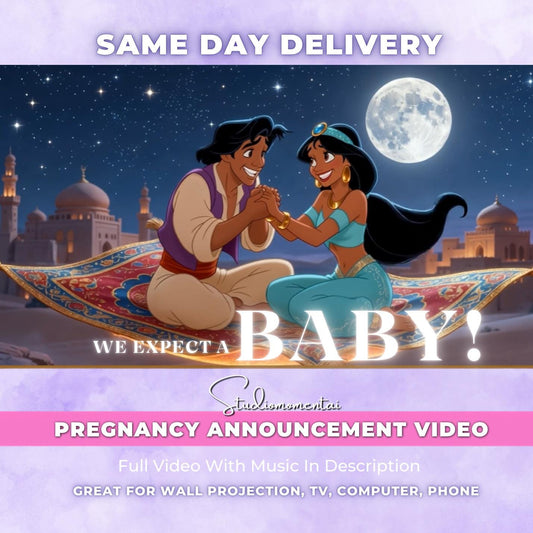 Personalized Aladdin Pregnancy Announcement Video | Custom Baby Reveal |